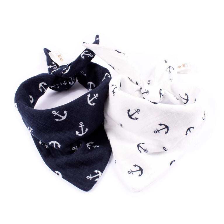Kapitän Flausch Buddy-Set – 2 Hundehalstücher im maritimen Ankerdesign
