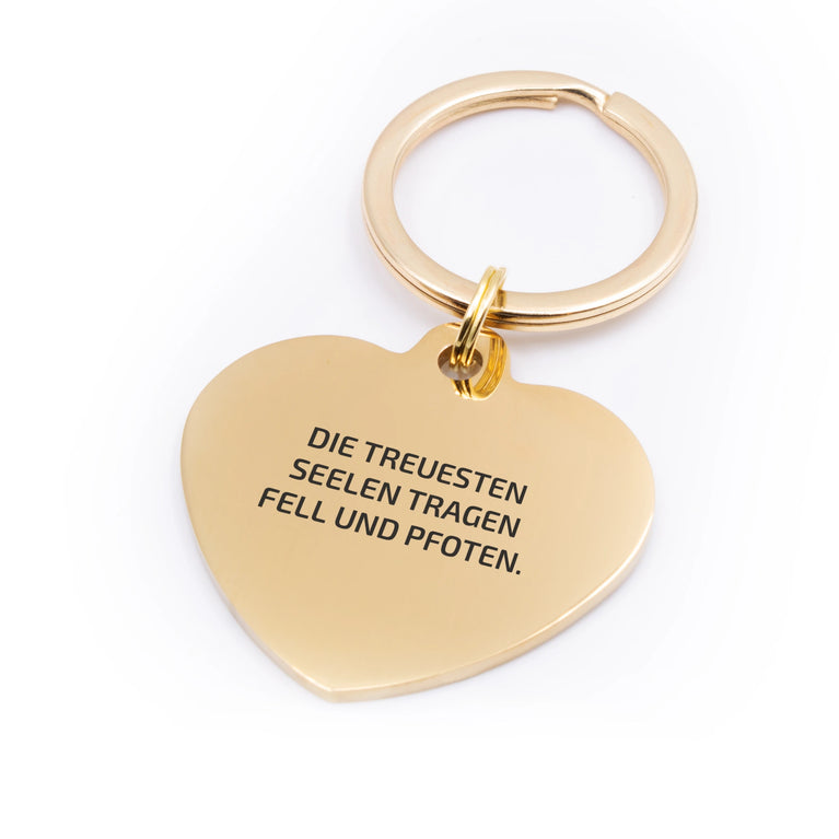 Personalisierte Hundemarke Herz mit Lasergravur 'Gold' (Edelstahl)