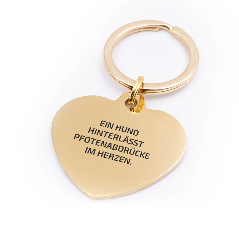 Personalisierte Hundemarke Herz mit Lasergravur 'Gold' (Edelstahl)