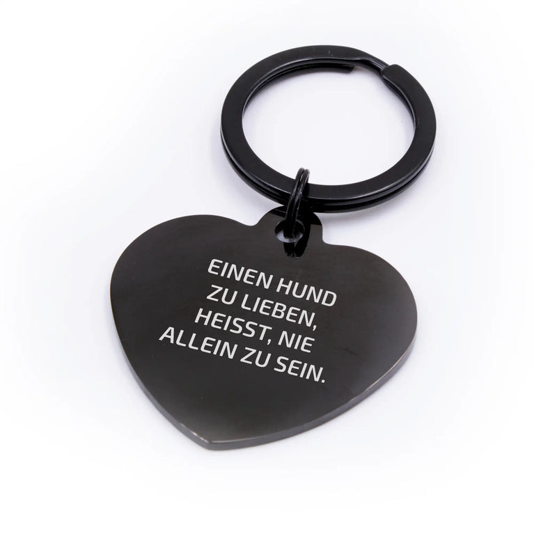 Personalisierte Hundemarke Herz mit Lasergravur 'Schwarz' (Edelstahl)