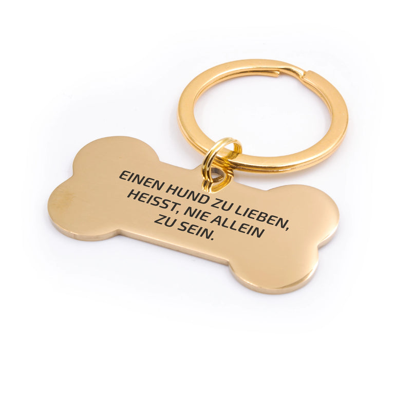 Personalisierte Hundemarke Knochen mit Lasergravur 'Goldfarben' (Edelstahl)
