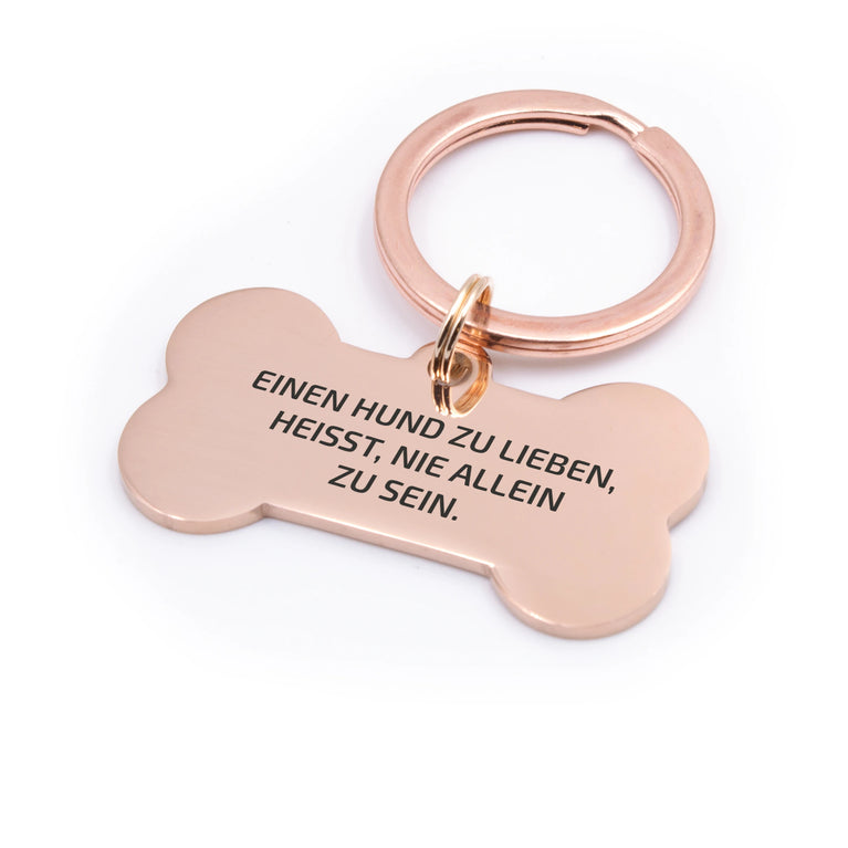 Personalisierte Hundemarke Knochen mit Lasergravur 'Rosegoldfarben' (Edelstahl)