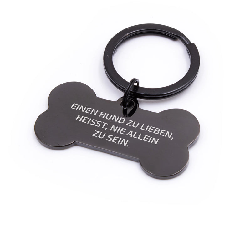 Personalisierte Hundemarke Knochen mit Lasergravur 'Schwarz' (Edelstahl)