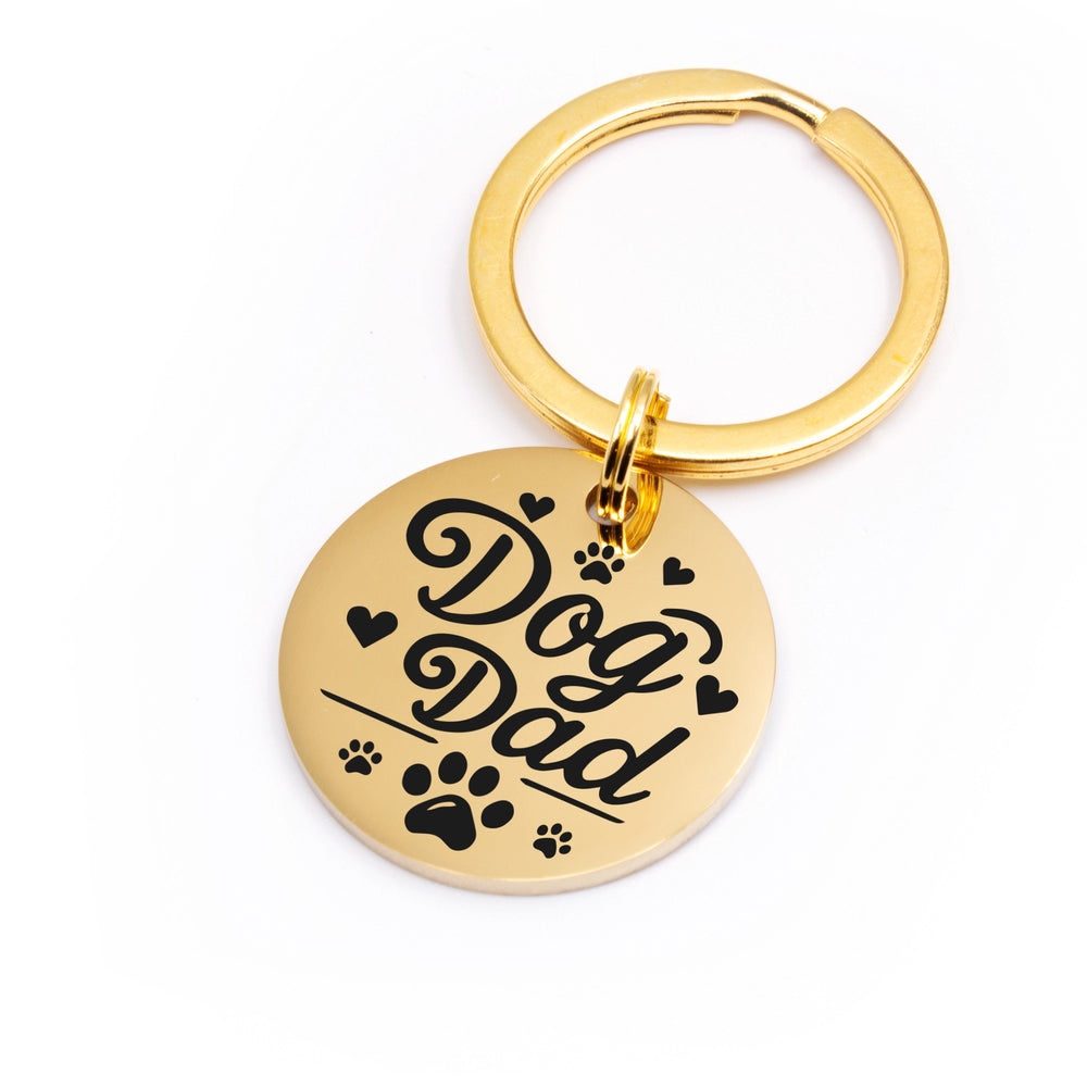 Schlüsselanhänger "DOG DAD" Lasergravur Goldfarben