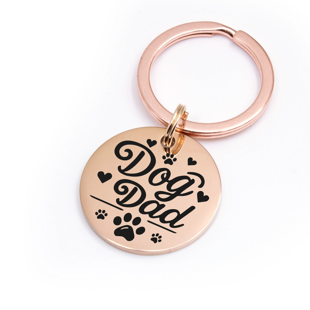 Schlüsselanhänger "DOG DAD" Lasergravur Roségoldfarben