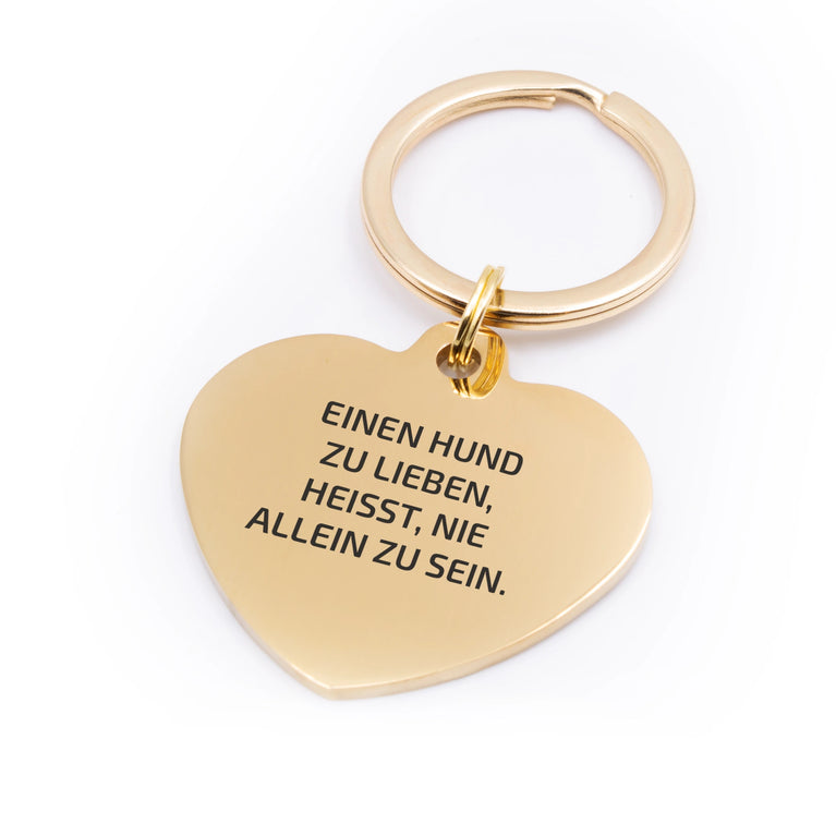 Personalisierte Hundemarke Herz mit Lasergravur 'Gold' (Edelstahl)