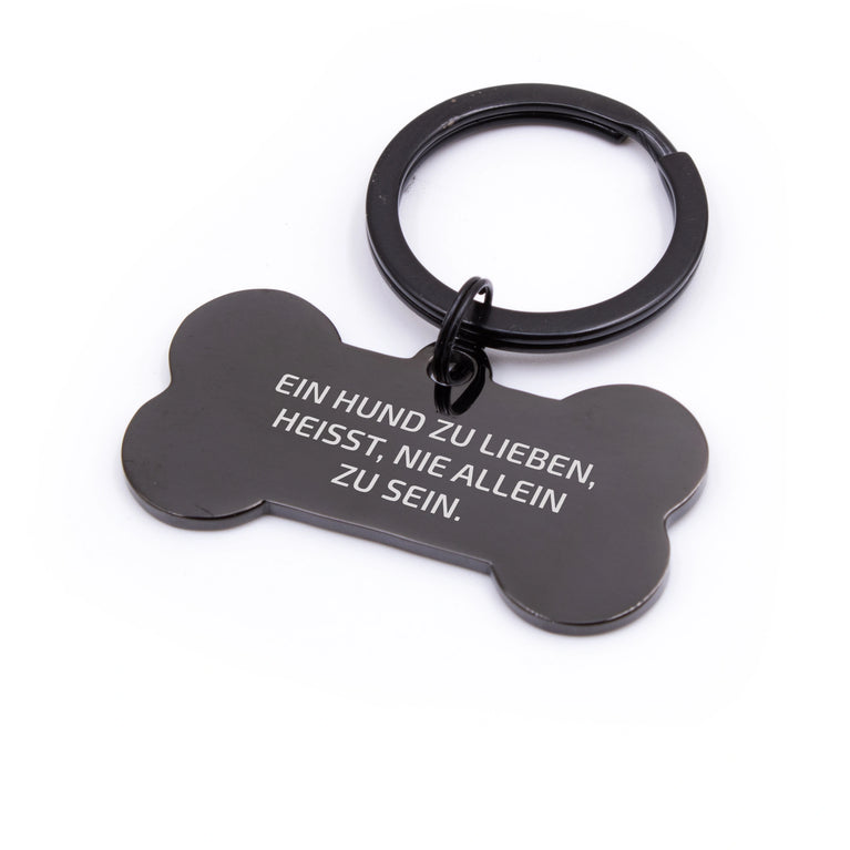 Personalisierte Hundemarke Knochen mit Lasergravur 'Schwarz' (Edelstahl)